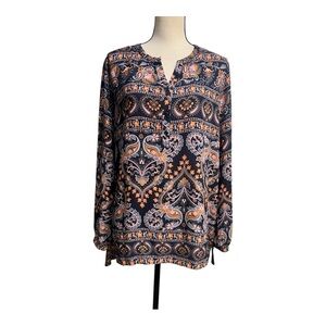 Violet & Claire Blue Pink Long Sleeve Blouse Size L